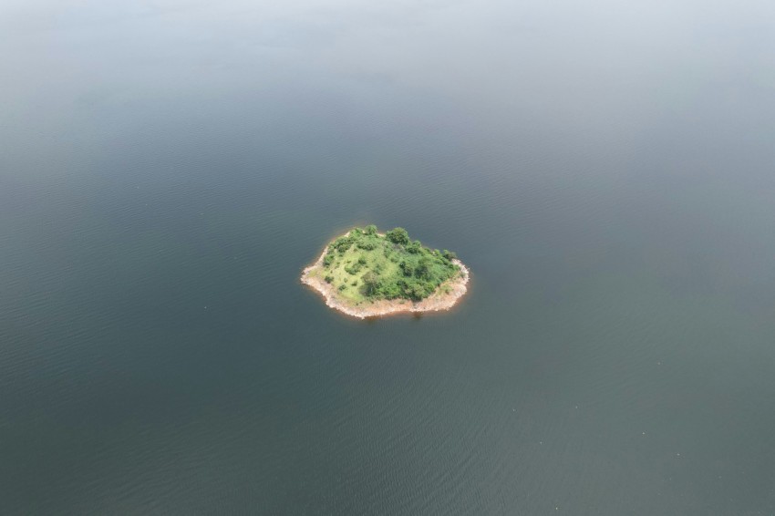 a small island in the middle of a body of water