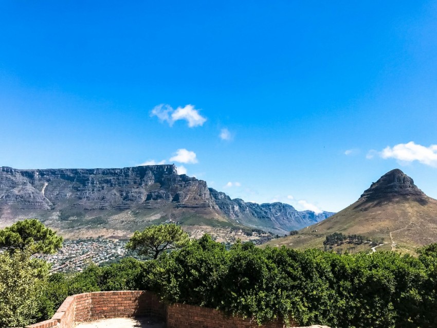 a scenic view of a mountain range with trees