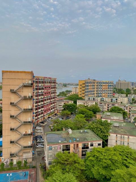 a view of a city from a tall building