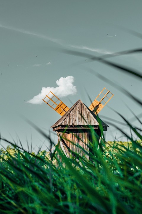 brown wooden wind mill during daytime