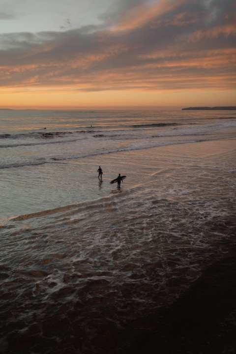 two person standing at the beach